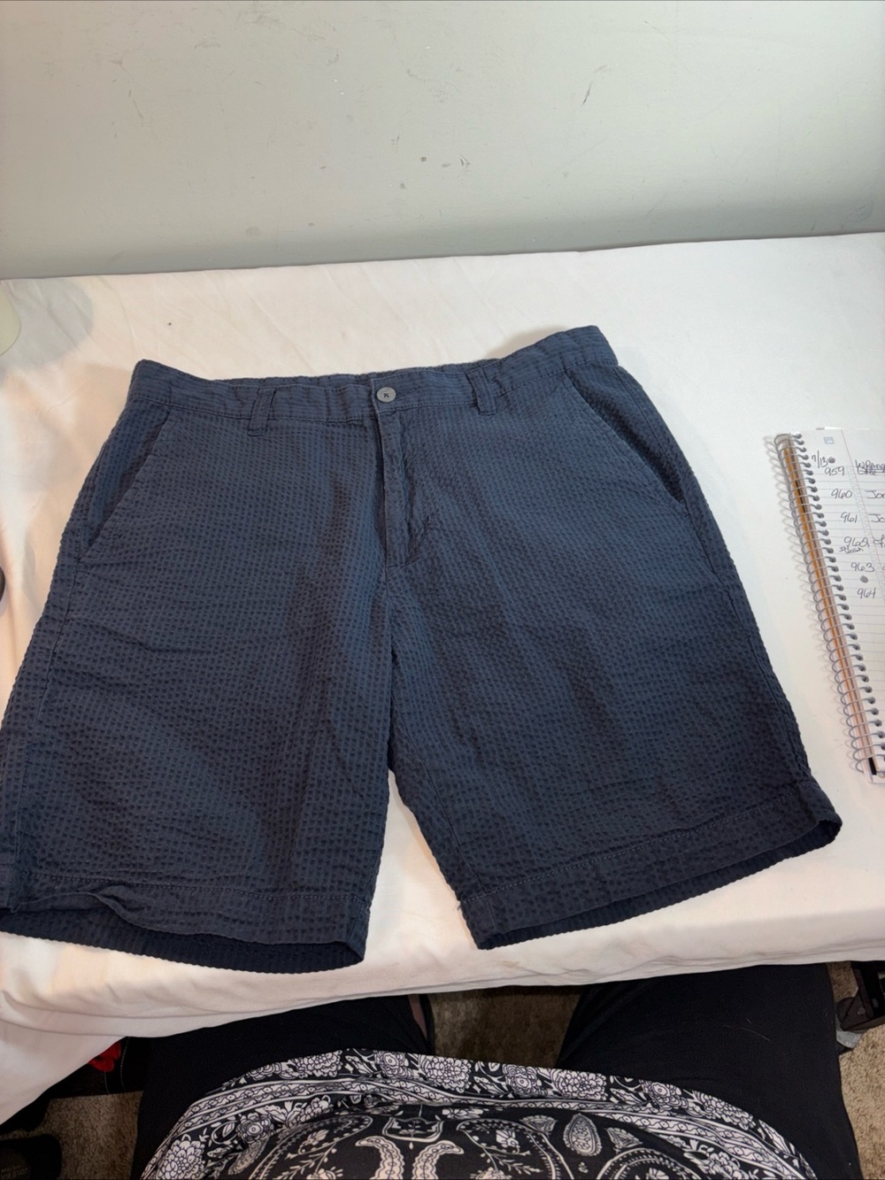Slate and Stone Womens Navy Textured Cotton Shorts.  964
